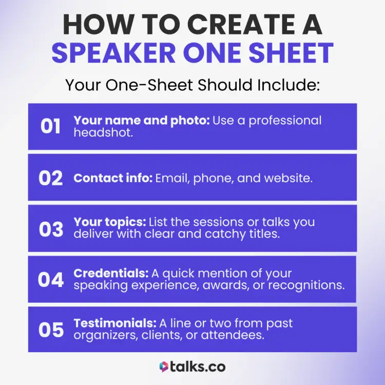 Guide on how to create a speaker one sheet