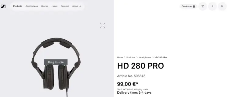 Sennheiser HD 280 PRO headphones used as podcast equipment for accurate sound monitoring and noise isolation.