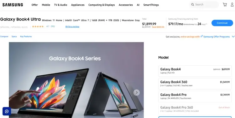Samsung Galaxy Book4 Ultra laptop with touchscreen and high-performance features, ideal for a podcaster working on audio and video production.