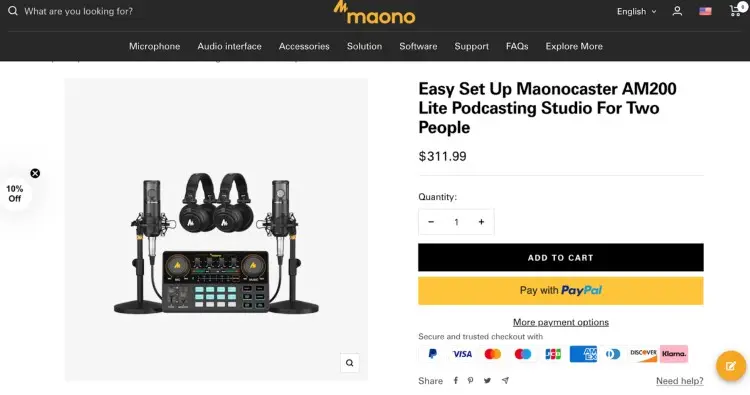 Maonocaster AM200 Lite podcasting studio bundle for two people with dual microphones, headphones, and audio mixer – perfect for starting your podcast.