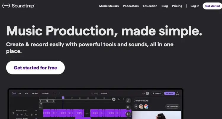 Soundtrap interface showing collaborative podcast editing tools designed to help users record remote sessions easily.