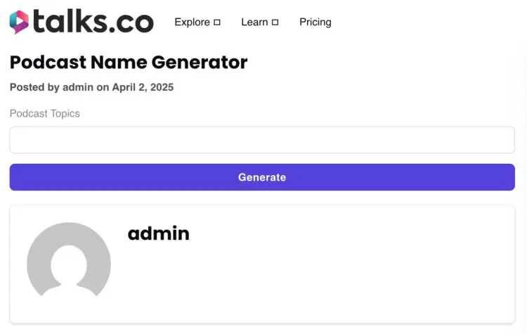 Use our podcast name generator to create unique show titles easily with Talks.co's free AI-powered tool.