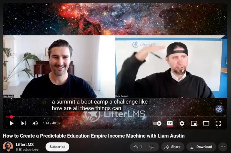 Screenshot showing the podcast episode length of Liam Austin's 48-minute interview on the LifterLMS podcast.