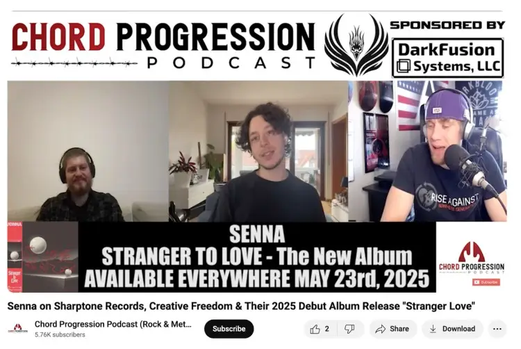 Podcasters host a remote panel discussion on the Chord Progression Podcast featuring the band Senna.