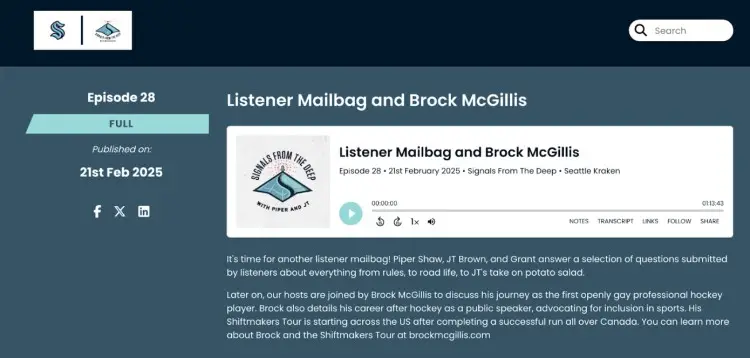 Podcast episode from "Signals From The Deep" featuring a segment dedicated to answering listener questions, with a guest appearance by Brock McGillis.