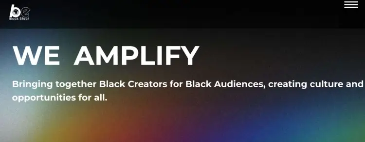 The Black Effect homepage emphasizing how podcast networks require cultural focus, amplifying Black creators and communities.