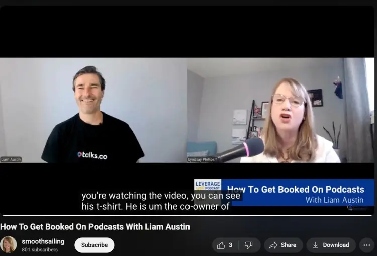 Video podcast interview with Liam Austin and Lyndsay Phillips discussing how to get booked on podcasts.