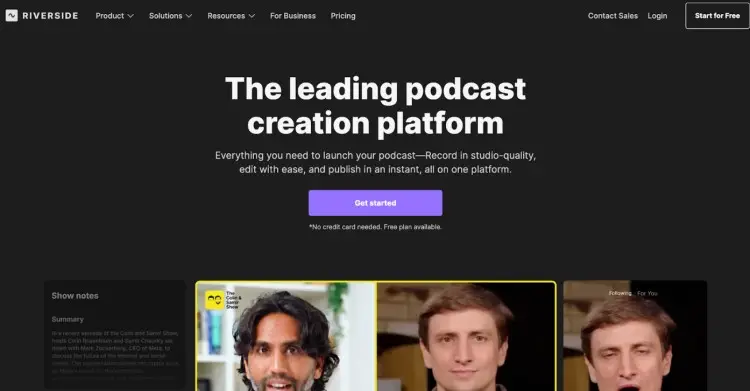 Riverside is a leading podcast creation platform to record studio-quality podcasts, allowing users to edit and publish their podcasts instantly.
