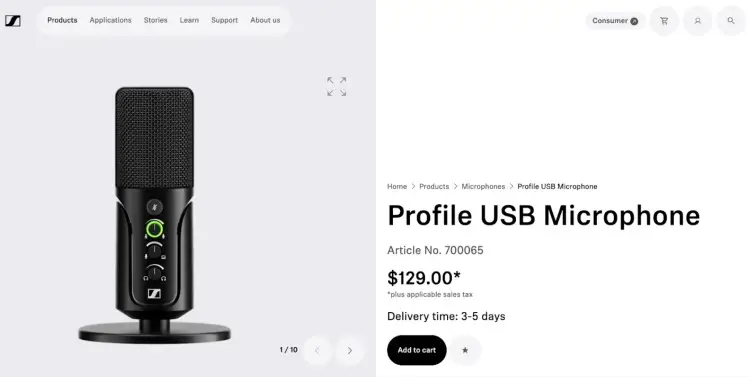 Sennheiser Profile USB microphone featured as a great mic for podcasting, streaming, and professional audio recording on both Mac and PC.