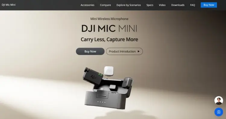 DJI Mic Mini wireless lav microphone with compact charging case for creators and filmmakers
