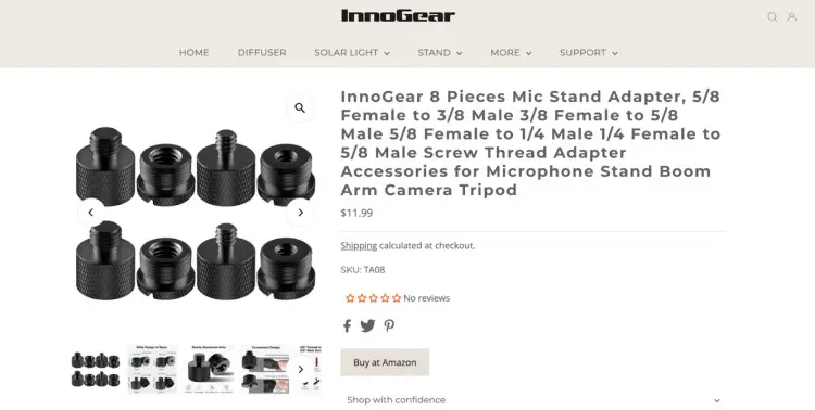 InnoGear 8 pieces mic stand adapter accessory for Blue Yeti with 5/8, 3/8, and 1/4 screw thread options for microphone stands and camera tripods