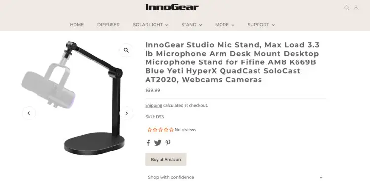 InnoGear studio mic stand desk mount for Blue Yeti, FIFINE, HyperX, QuadCast, and other microphones