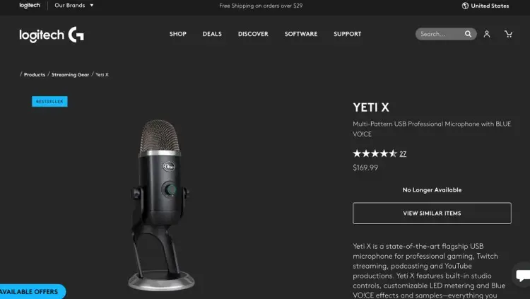 Use the Yeti X USB microphone by Logitech for streaming, podcasting, and gaming