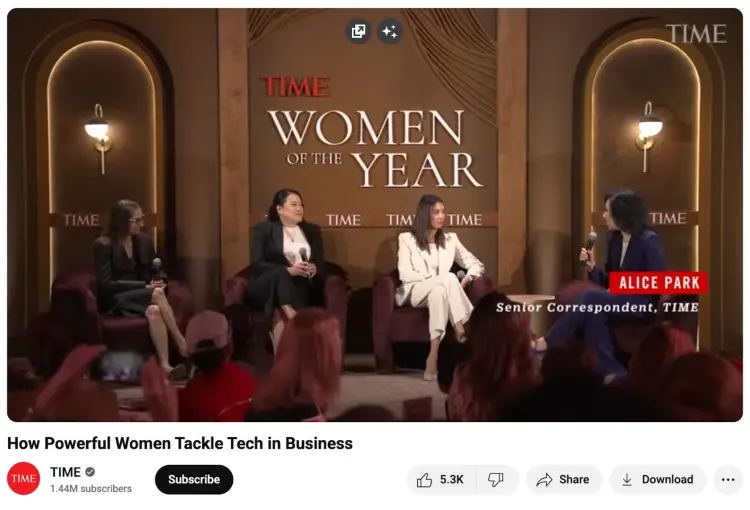 Alice Park moderates a panel discussion at the TIME Women of the Year conference featuring powerful women in tech and business