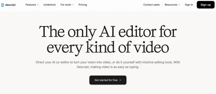 Descript is one of the top podcast AI video editor platforms for creating and editing any kind of video with ease.