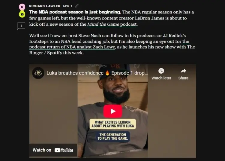 Find articles covering NBA podcasts, including commentary on LeBron James, Zach Lowe, and new podcast launches.