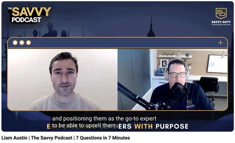 Podcast interview discussing authority building and speaking in public as a way to position experts and grow visibility.