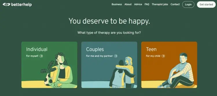Sponsoring your podcast example showing a mental health platform offering individual, couples, and teen therapy options