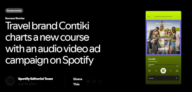 Example showing how brands use Spotify audio and video ads to get podcast sponsors through platform-based advertising and branded campaigns.