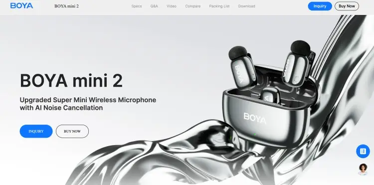 BOYA mini 2 wireless microphone shown as an option for creators who need a mic for mobile recording and podcasting