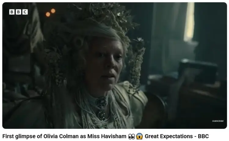 Scene from Great Expectations showing Miss Havisham, where verbal irony is used to reveal deeper meaning and contrast between words and reality.