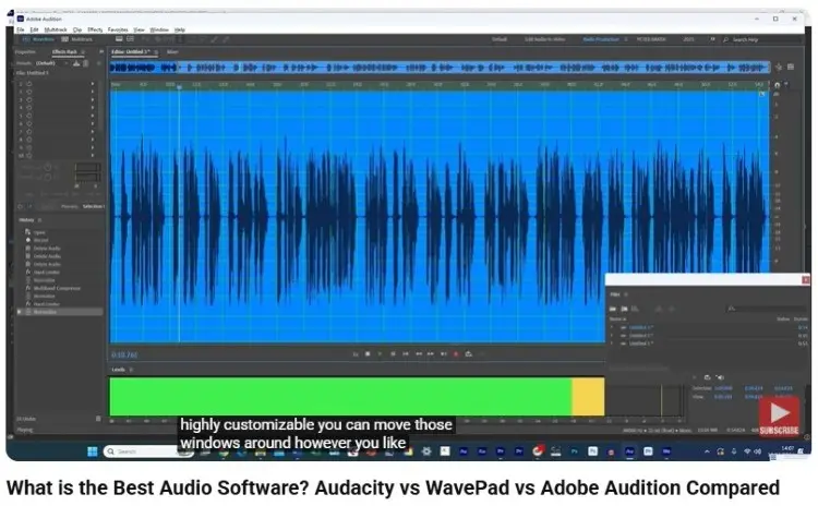 Screenshot showing Adobe Audition is compatible with advanced waveform editing and multitrack workflows