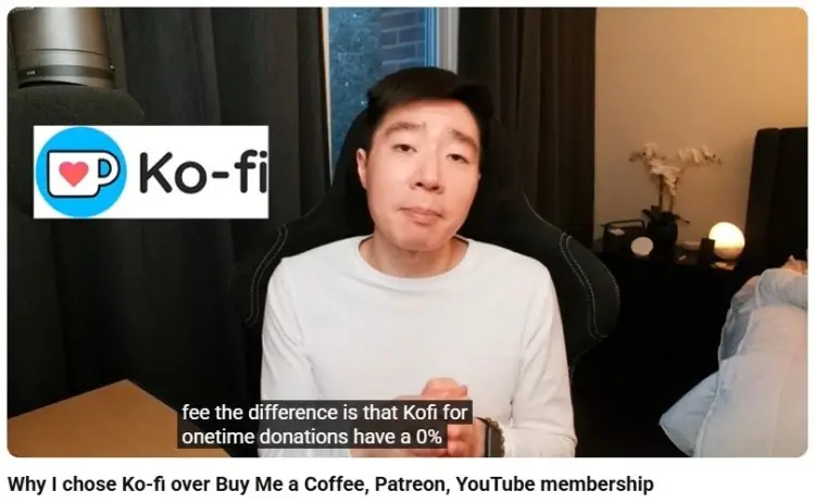 Content creator explaining why Ko-fi is the best choice compared to Patreon and other platforms for donations and memberships