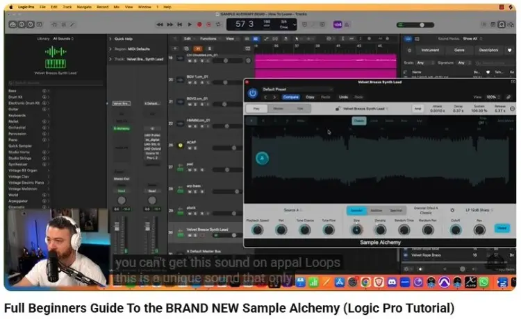 Tutorial showing how Logic Pro also offers Sample Alchemy instruments and built-in sound design tools