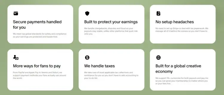 Patreon would help creators manage payment processing, tax handling, global payout support, and secure fan payment options.