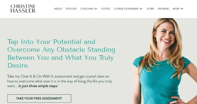 Christine Hassler speaker homepage that website embodies personal growth and inspirational coaching branding