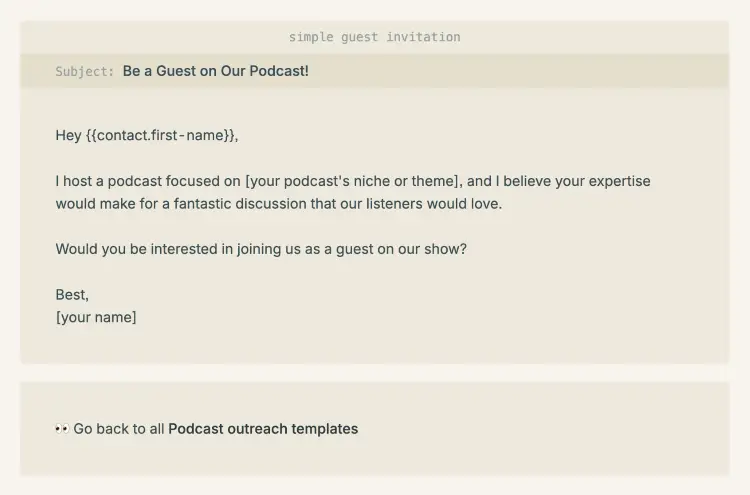 Sample invitation email asking someone to be a guest on your podcast