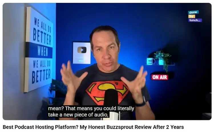 Video review discussing podcast hosting features and platform recommendations
