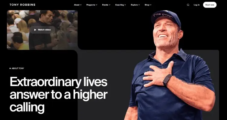Personal brand website of a well-known keynote speaker promoting events, coaching, and programs