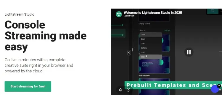 Lightstream Studio interface used for live streaming productions