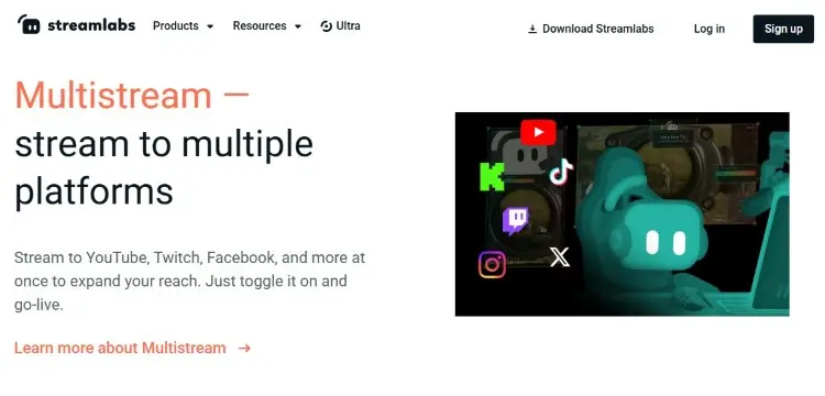 Streamlabs multistream page showing distribution to multiple broadcast platforms