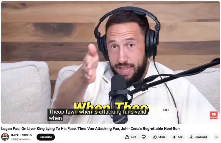 Podcast host speaking into a microphone during a discussion involving tough questions