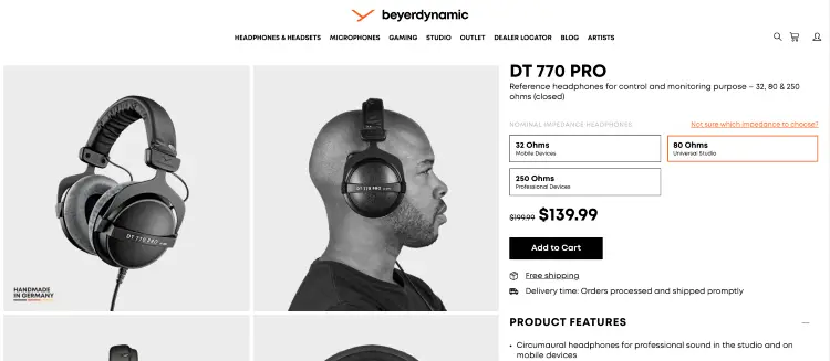 Beyerdynamic DT 770 Pro studio headphones shown as professional audio equipment for podcast recording and monitoring.