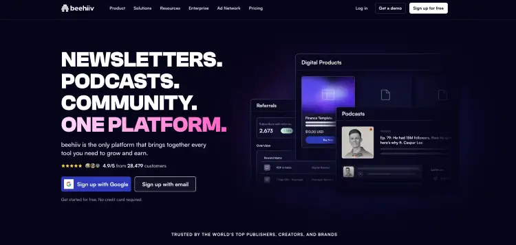 Beehiiv platform integration features for podcast guests and hosts.