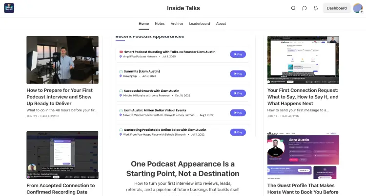 Creator blog featuring podcast content designed to help build a loyal follower community.