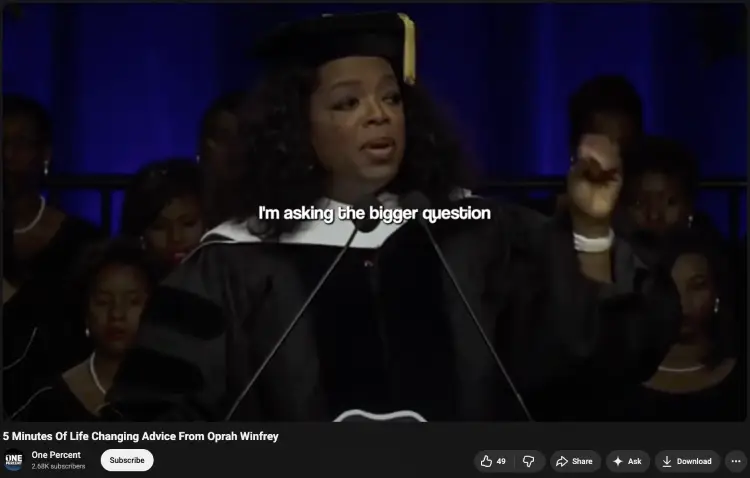 Oprah delivering a speech with a powerful message that resonates with the audience.