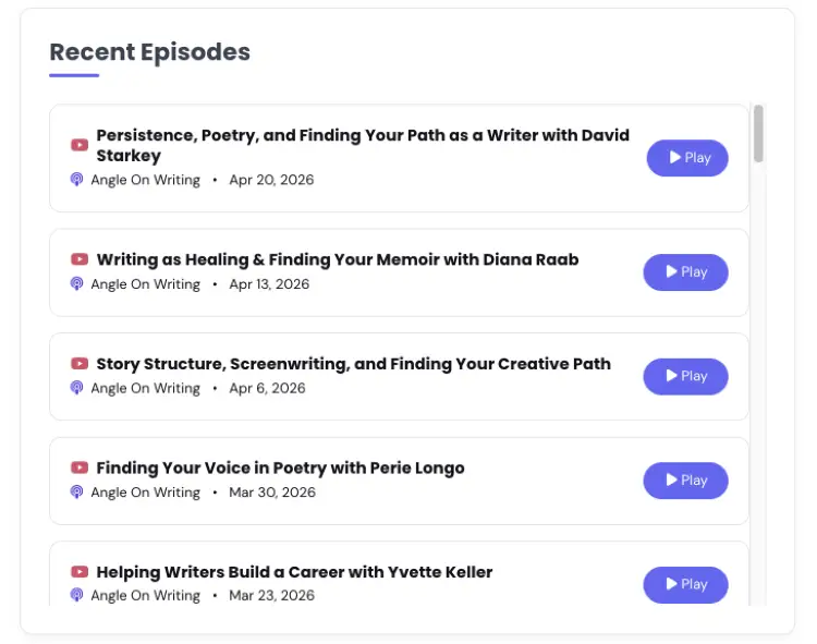 List of recent podcast episodes illustrating how a podcast script can be used to structure interviews and conversations.