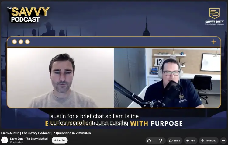 Two hosts recording a video interview for a successful podcast.