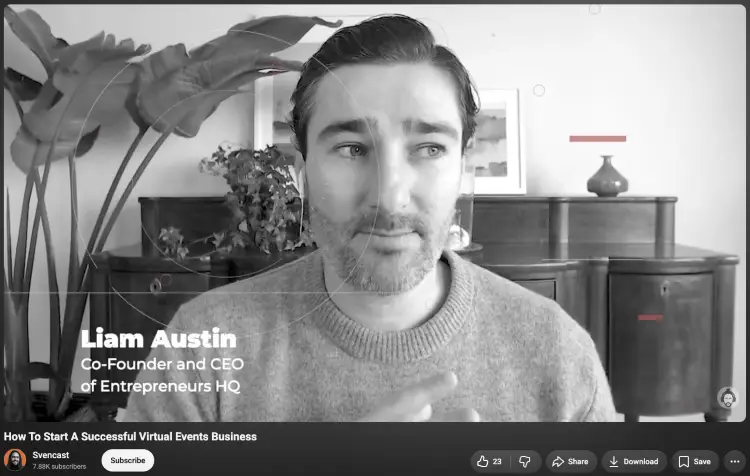 Liam Austin discusses entrepreneurship and building a successful virtual events business in a video interview.