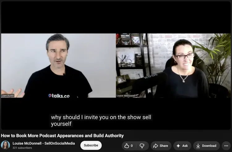 Podcast interview showing two speakers in conversation, helping the audience feel like they are part of the discussion.
