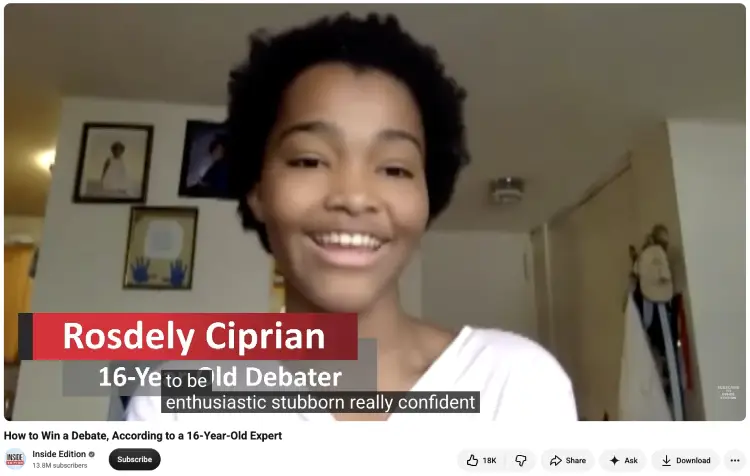 Young debater discussing how to win a debate and communicate arguments confidently