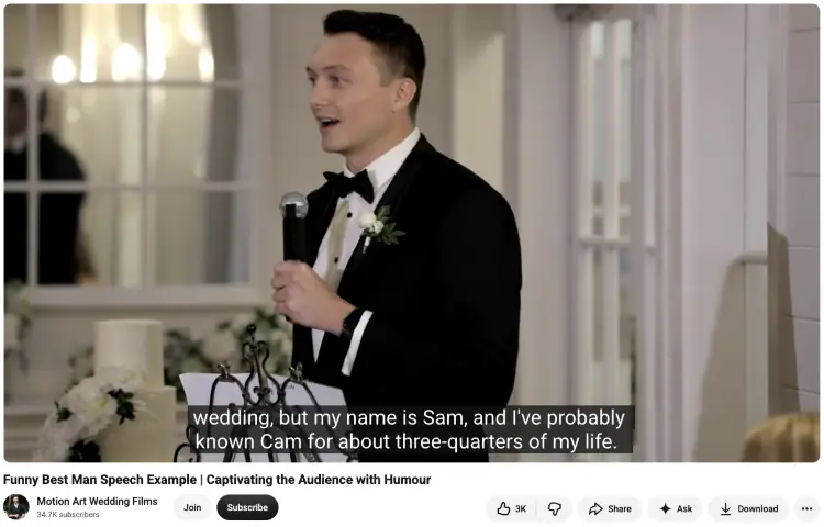 Best man speaking at a wedding with speech tips and advice for using humor to captivate the audience
