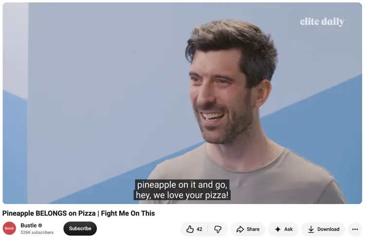 Speaker discussing pineapple on pizza as a lighthearted persuasive topic