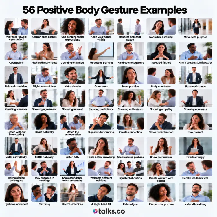 56 positive body gesture examples