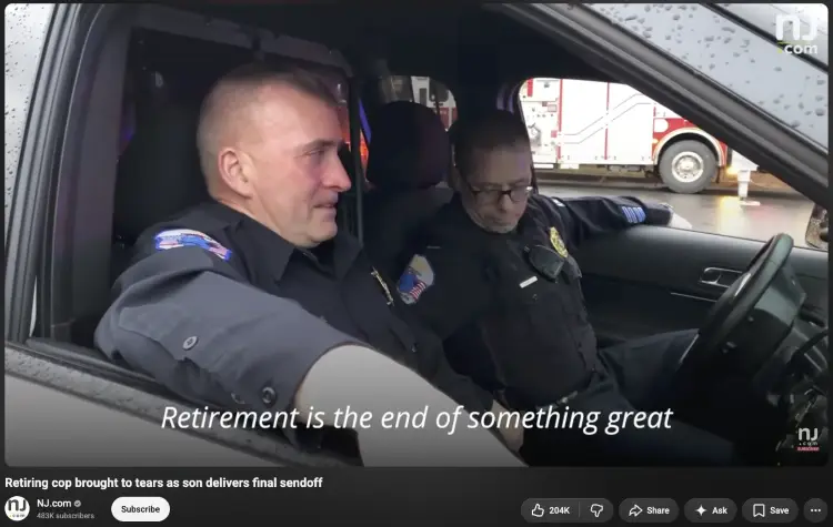A sincere retirement message delivered by a longtime police officer during his final sendoff