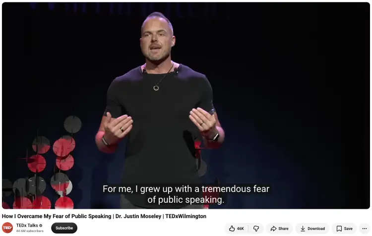 TEDx speaker explaining strategies that can help you overcome fear of public speaking